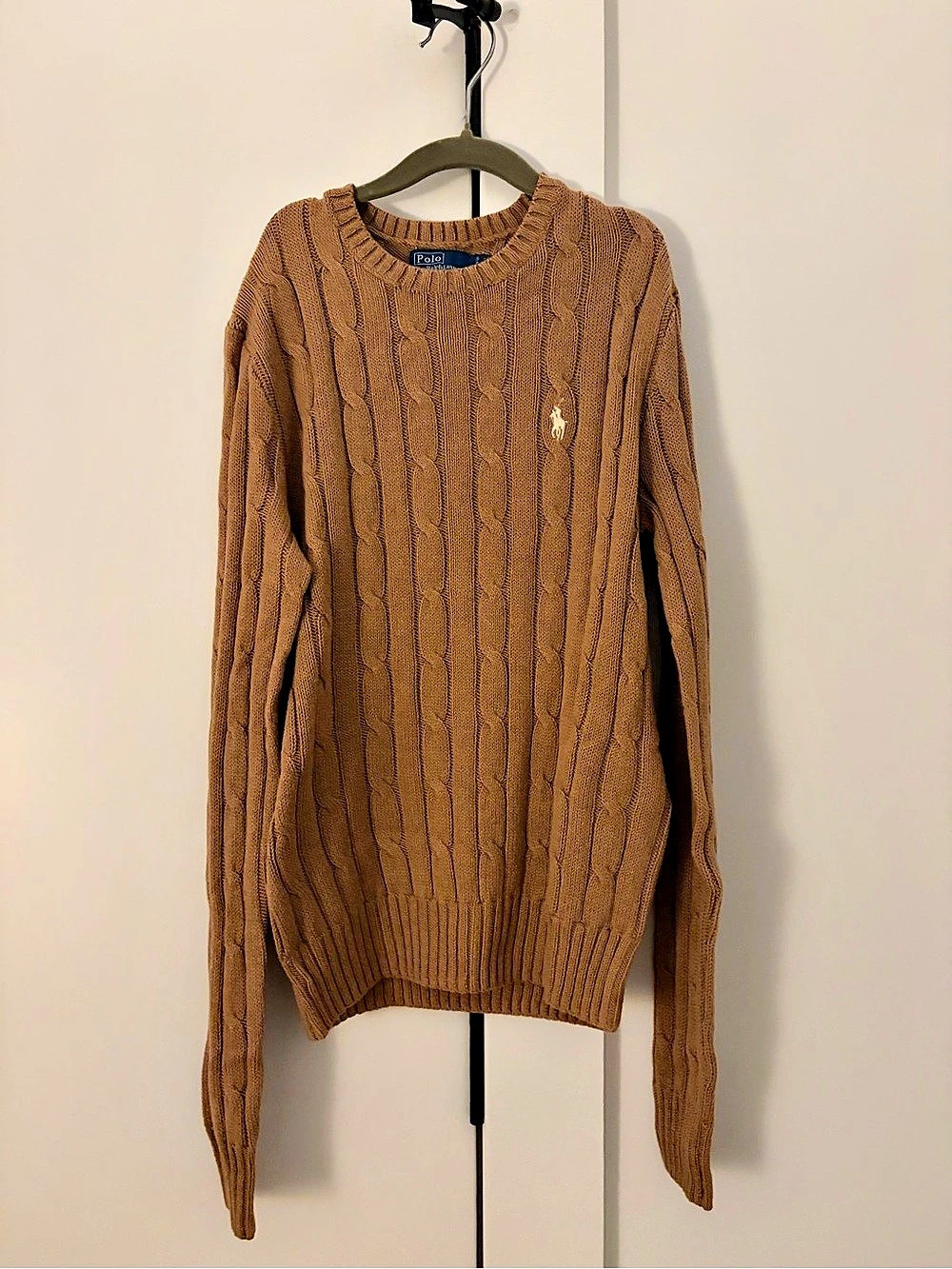 Polo Ralph Lauren Cable-Knit Cotton Sweater Crewneck Brown Size Small